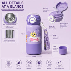 Bubble Meow Bottle – 500ML Dual Sip