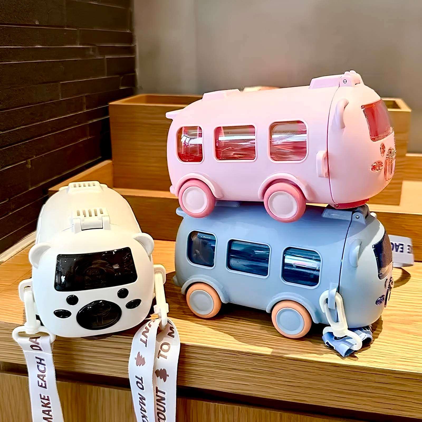 Cute Bear Baby Bus Tritan Water Bottle