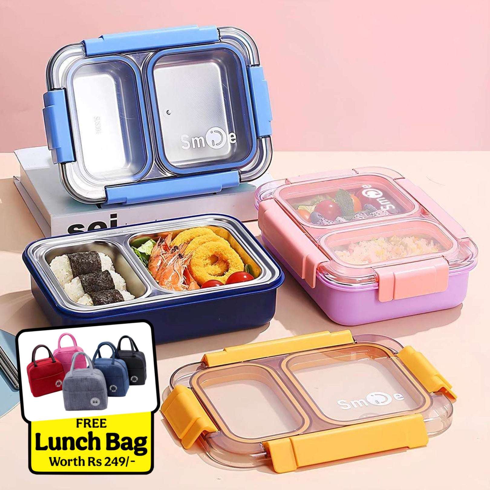 Balanced Meal Bento Lunch Box (Leak Proof)(2 Compartment)