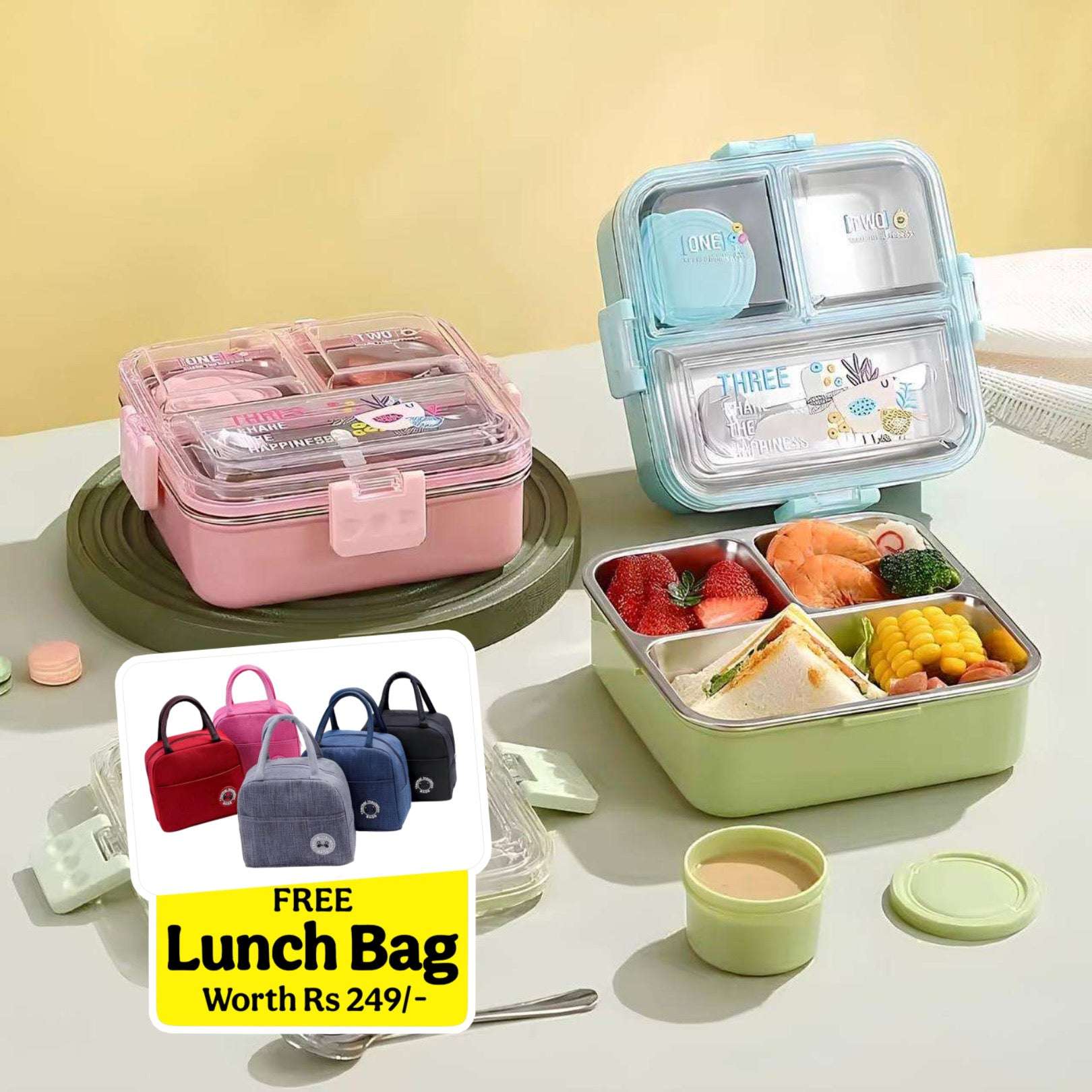 Big Bites Bento Lunch Box (3Compartment)