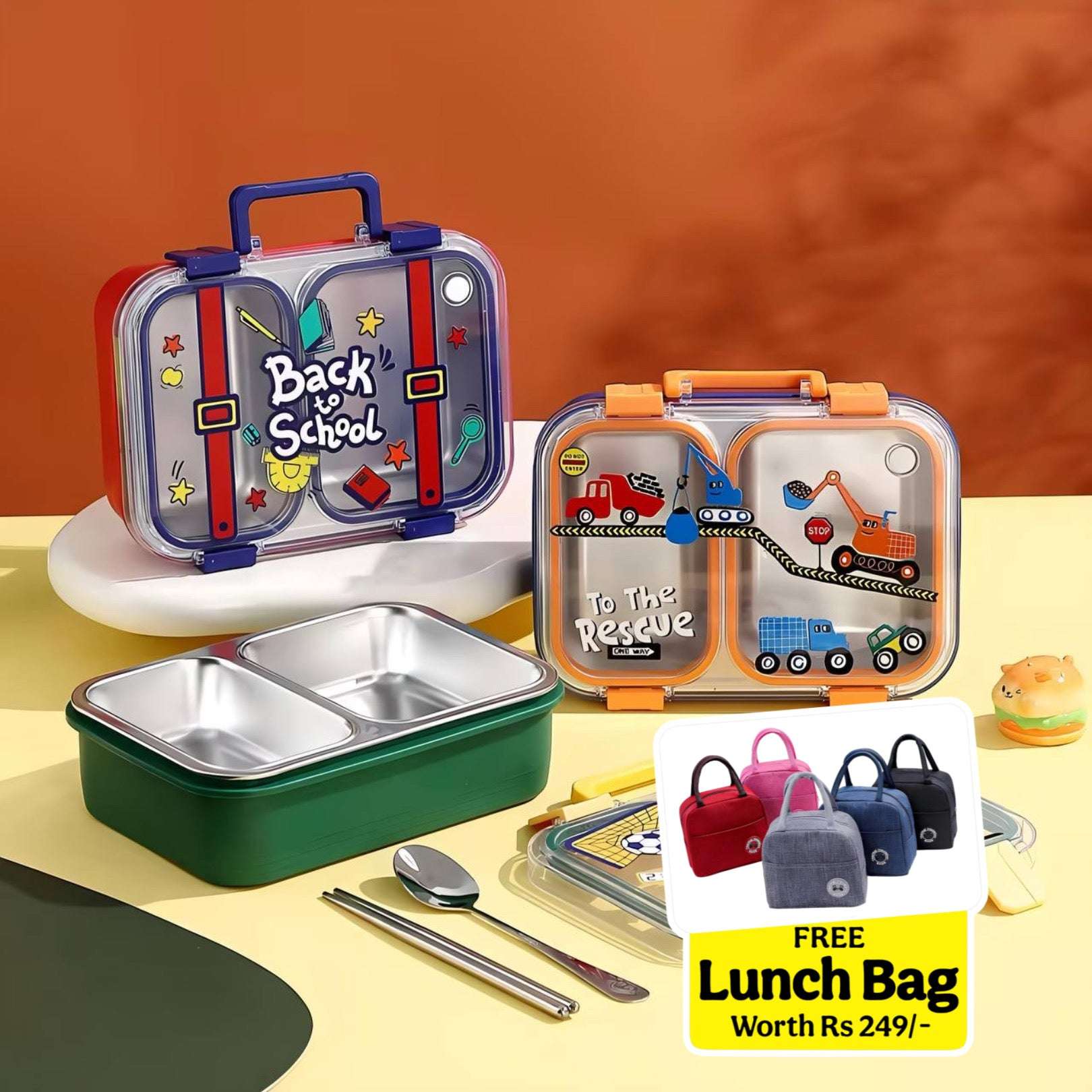 Little Champ 🍱 Bento Lunch Box (2 Compartment)(Leak Proof)