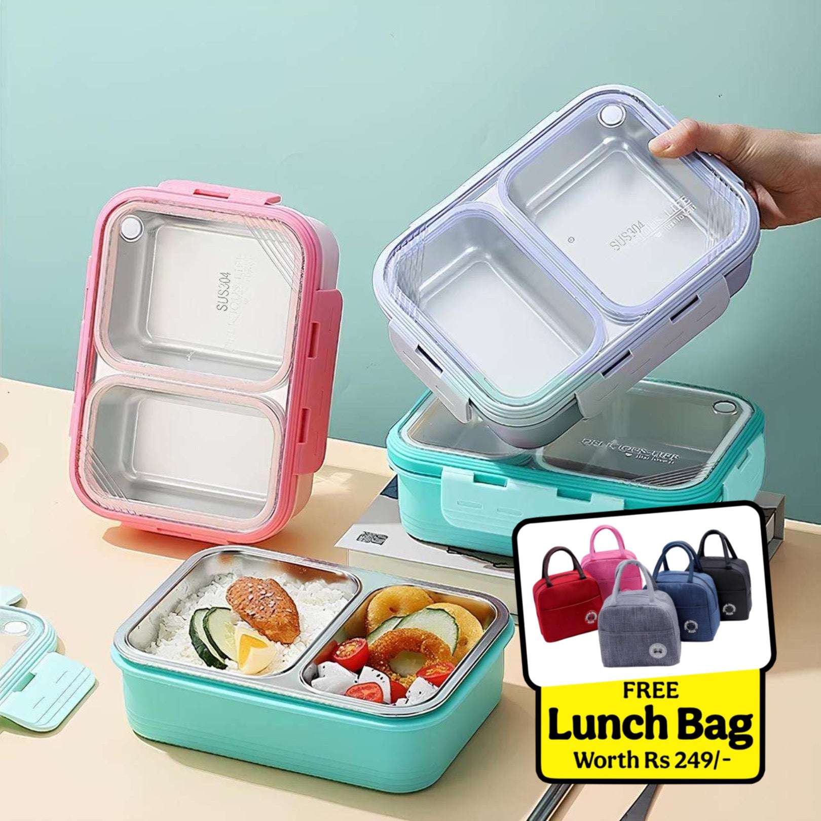 Happy Meal Bento Lunch Box (Leak Proof)(2 Compartment)