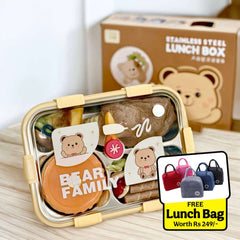 Kawaii Bear Family Bento Lunch Box (3 Compartment)