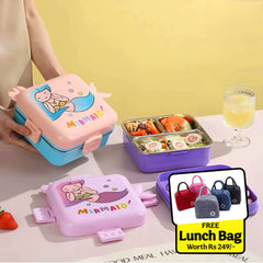 Mermaid đ§ââď¸ Bento Lunch Box (Spill Free)(3 Compartment)