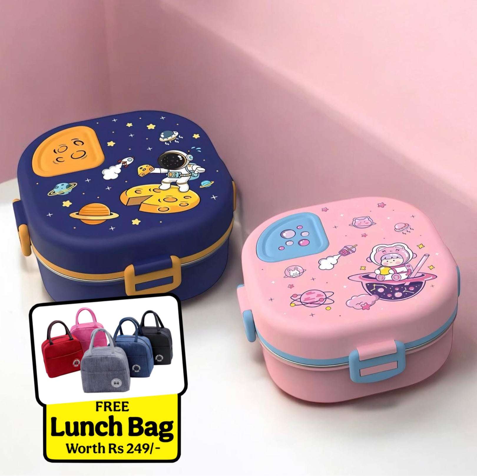 Rocket Box Bento Lunch Box 🚀🍱🌟 (3 Compartment)
