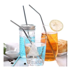 Kidkitindia Reusable Stainless Steel Straws – Set of 4 | 8.5 Inch with Cleaning Brush