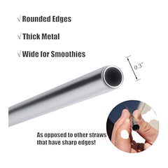 Kidkitindia Reusable Stainless Steel Straws – Set of 4 | 8.5 Inch with Cleaning Brush