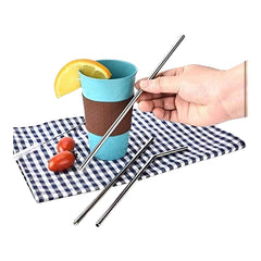 Kidkitindia Reusable Stainless Steel Straws – Set of 4 | 8.5 Inch with Cleaning Brush