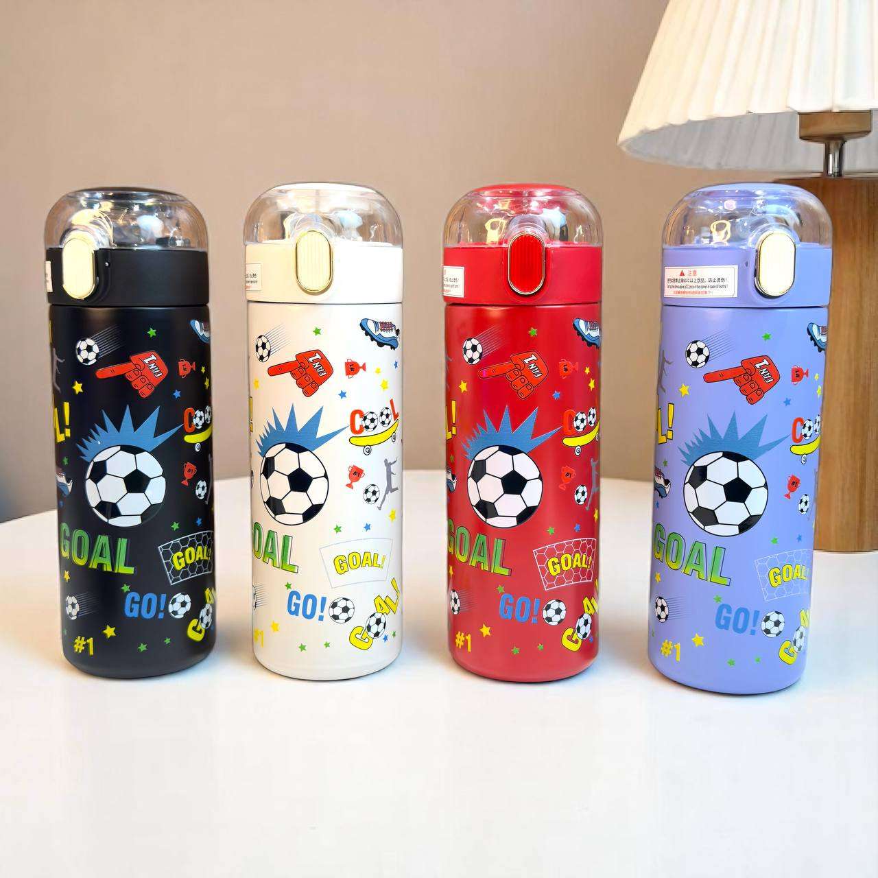 Kids Football Print Water Sipper Stainless Steel