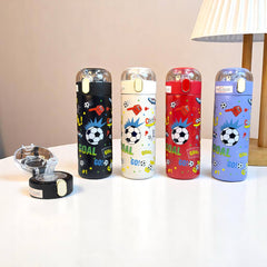 Kids Football Print Water Sipper Stainless Steel