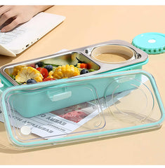 Slim Bento 2 Compartment Stainless Steel Box (spill Free)