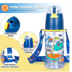 Vest Misting Water Bottle with Straw/Lanyard for School Boys / Girls