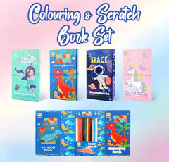 🎨✨ Kidkitindia 2-in-1 Foldable Colouring & Scratch Book for Kids