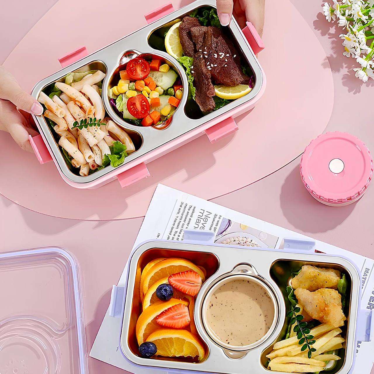 Bento Gala Lunch Box ( Stainless Steel)(3 Compartment)