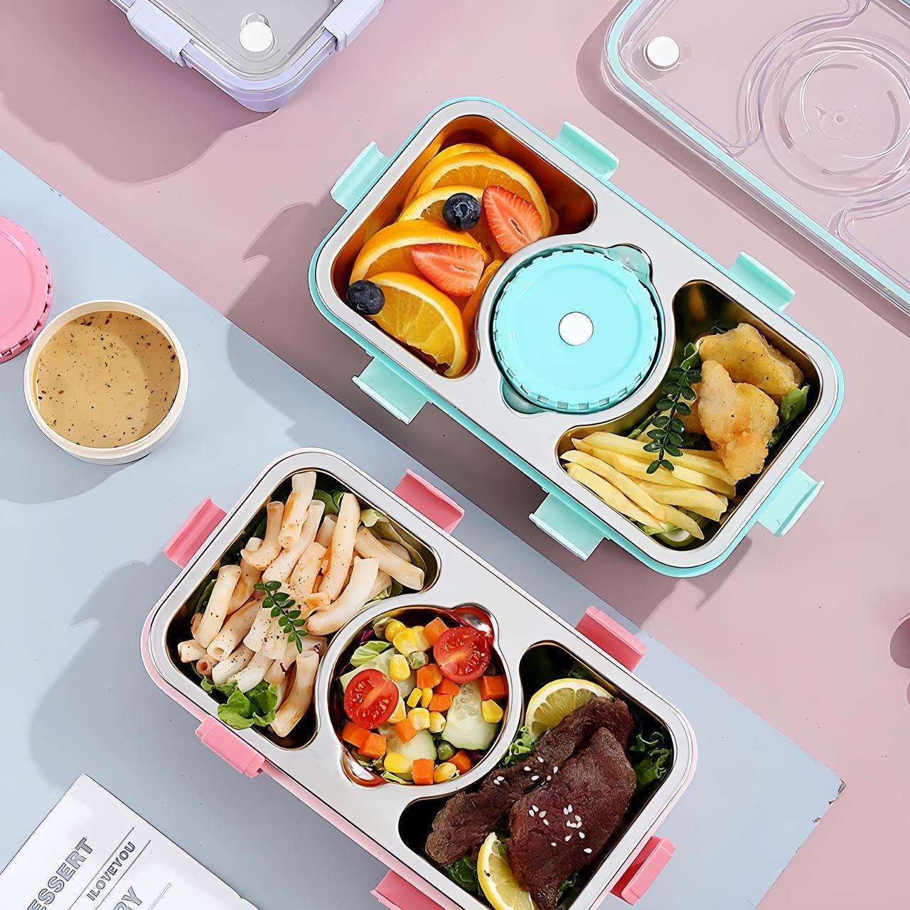 Bento Gala Lunch Box ( Stainless Steel)(3 Compartment)