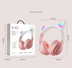 Cute Cat Wireless Headphone With RGB  - For Girls