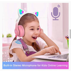 Cute Cat Wireless Headphone With RGB  - For Girls