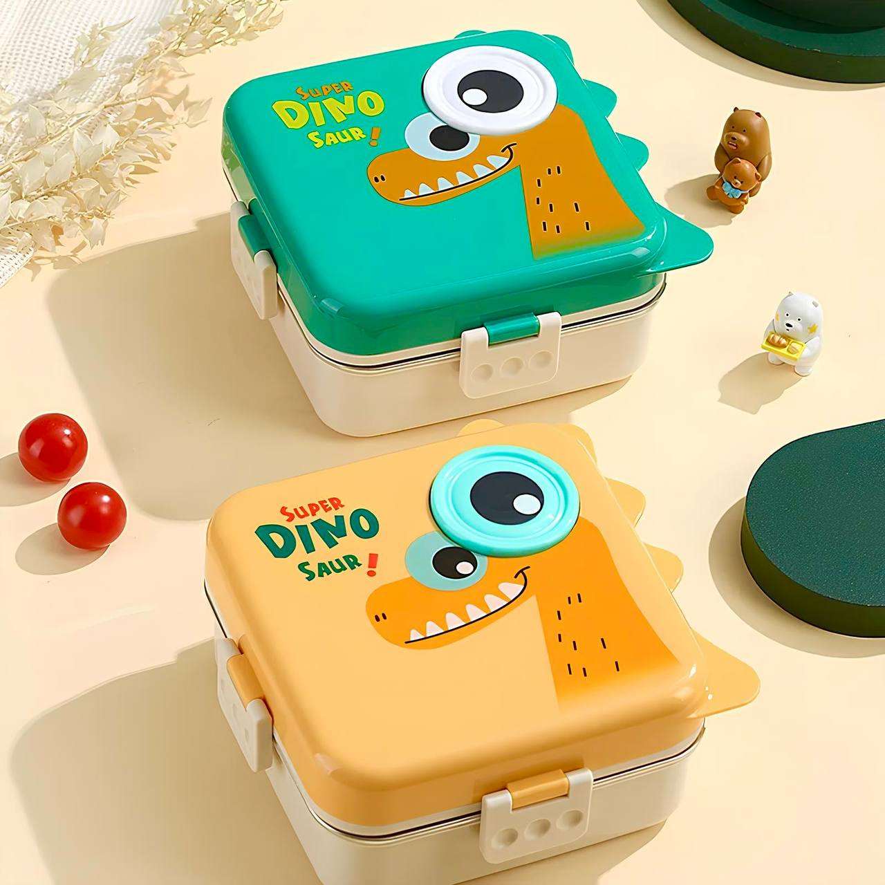 Dino Lunch Box (Leak Proof)(3 Compartment)