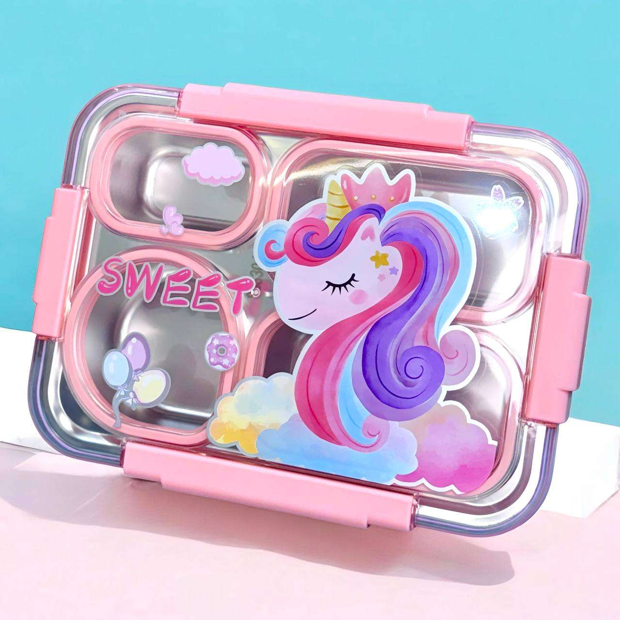 FunBite Bento Lunch Box Stainless Steel (4 Compartment) (Leak Proof)