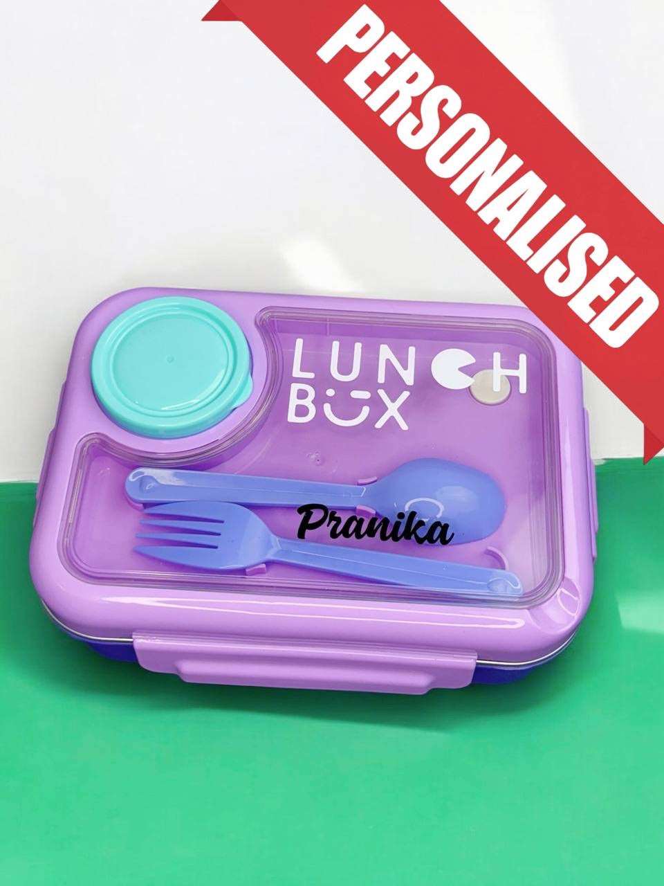 Bento Lunch Box (Spill Free)(Free Cutlery)(3 Compartment)