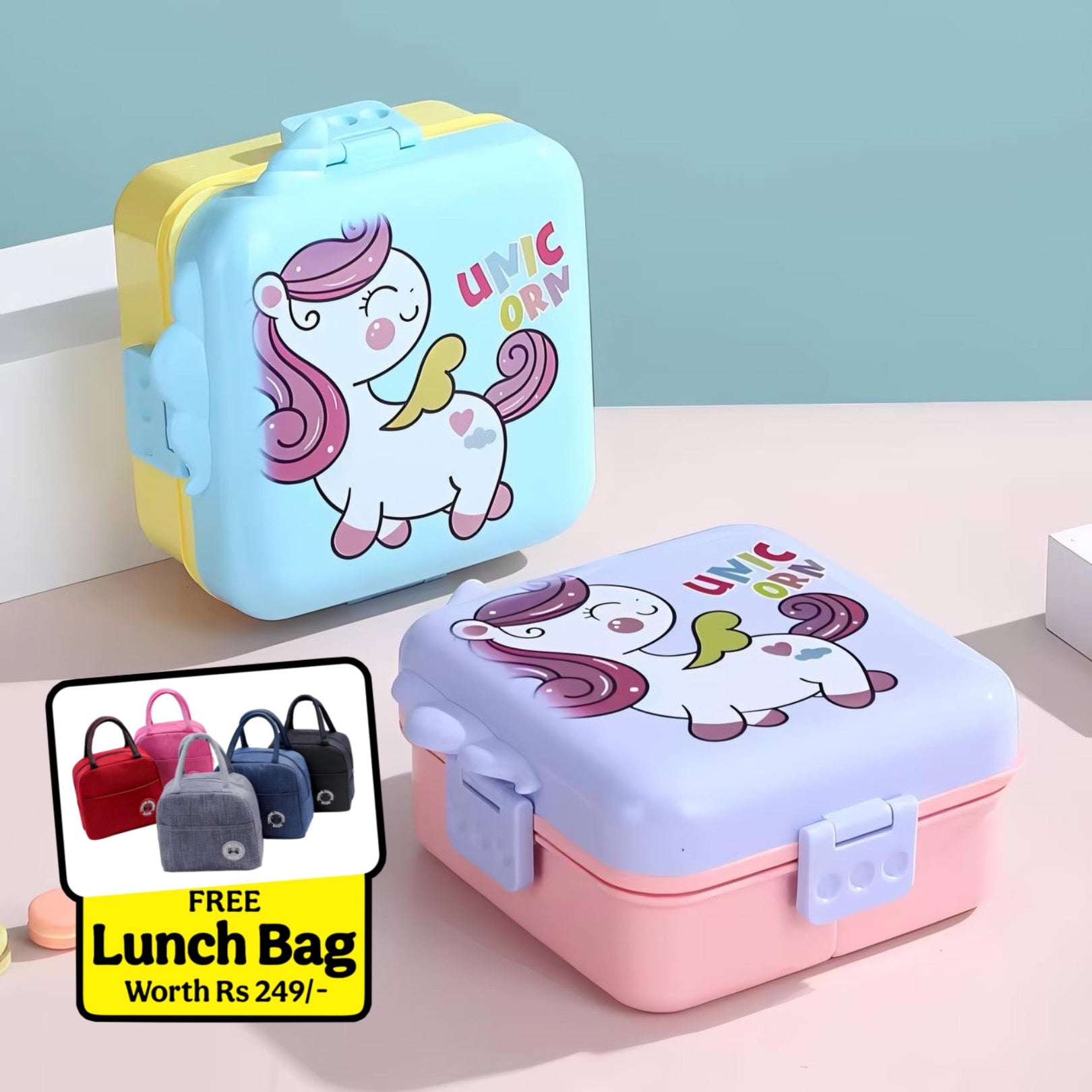 Unicorn 🦄 Bento Lunch Box (Spill Free)(3 Compartment)