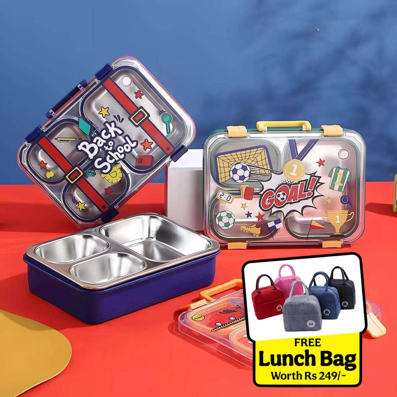 TrioFeast 🍱✨Bento Lunch Box (3 Compartment) (Leak Proof)