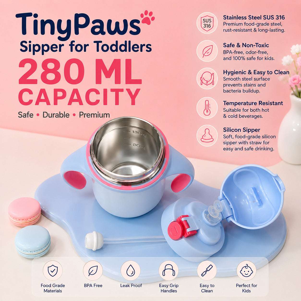 TinyPaws Sipper for Toddlers 280 ML