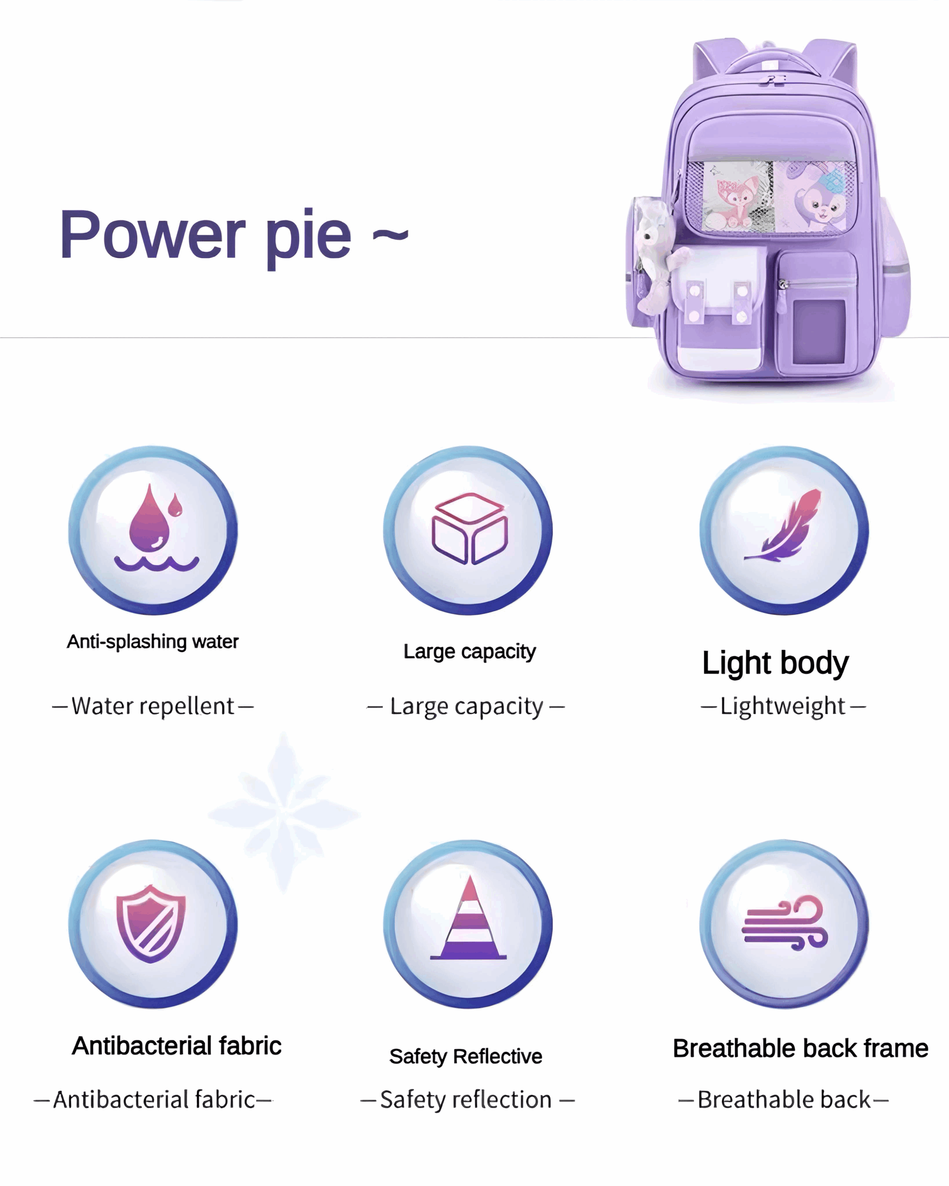 Kawaii Kids Bagpack 17 Inch 8 Pocket