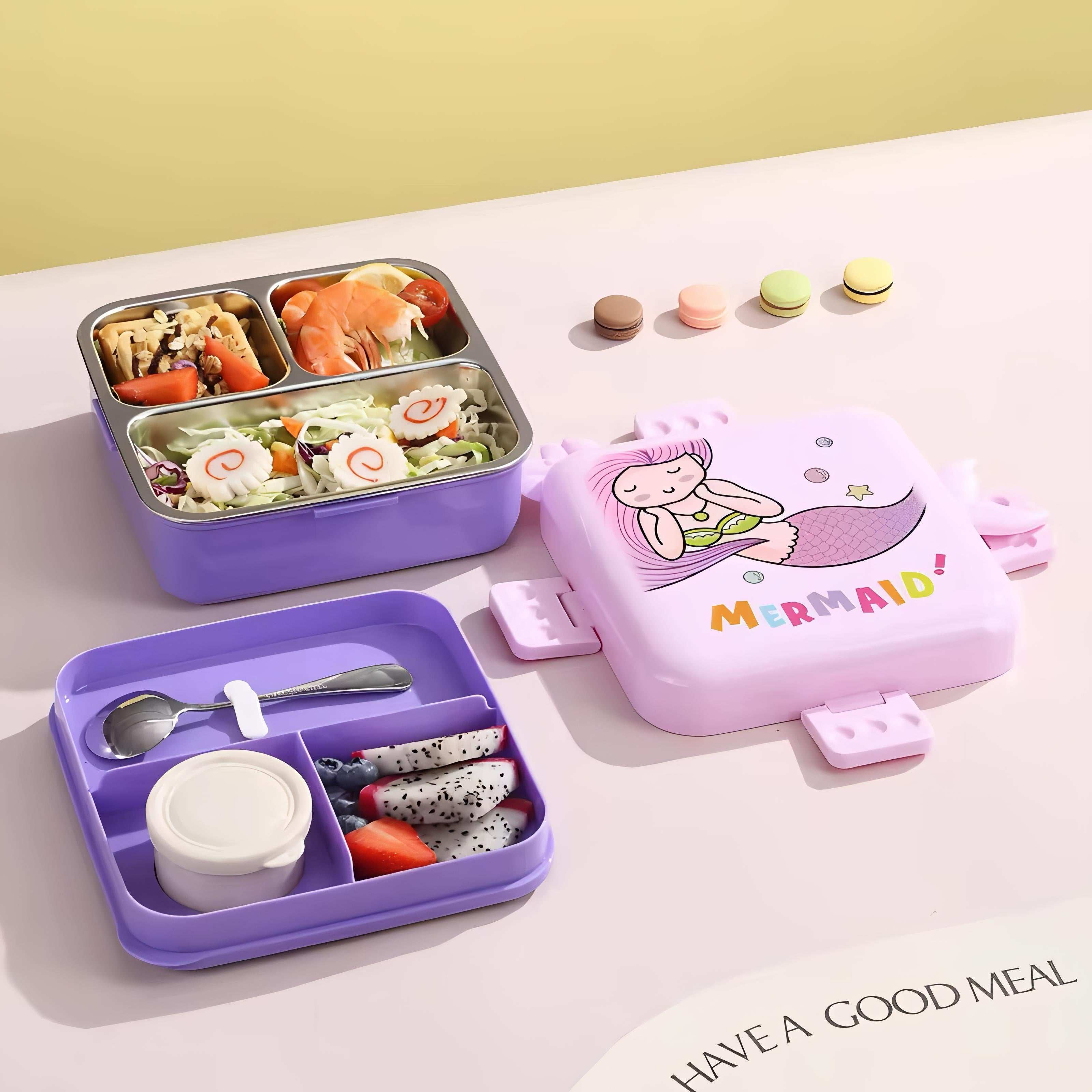 Mermaid 🧜‍♀️ Bento Lunch Box (Spill Free)(3 Compartment)