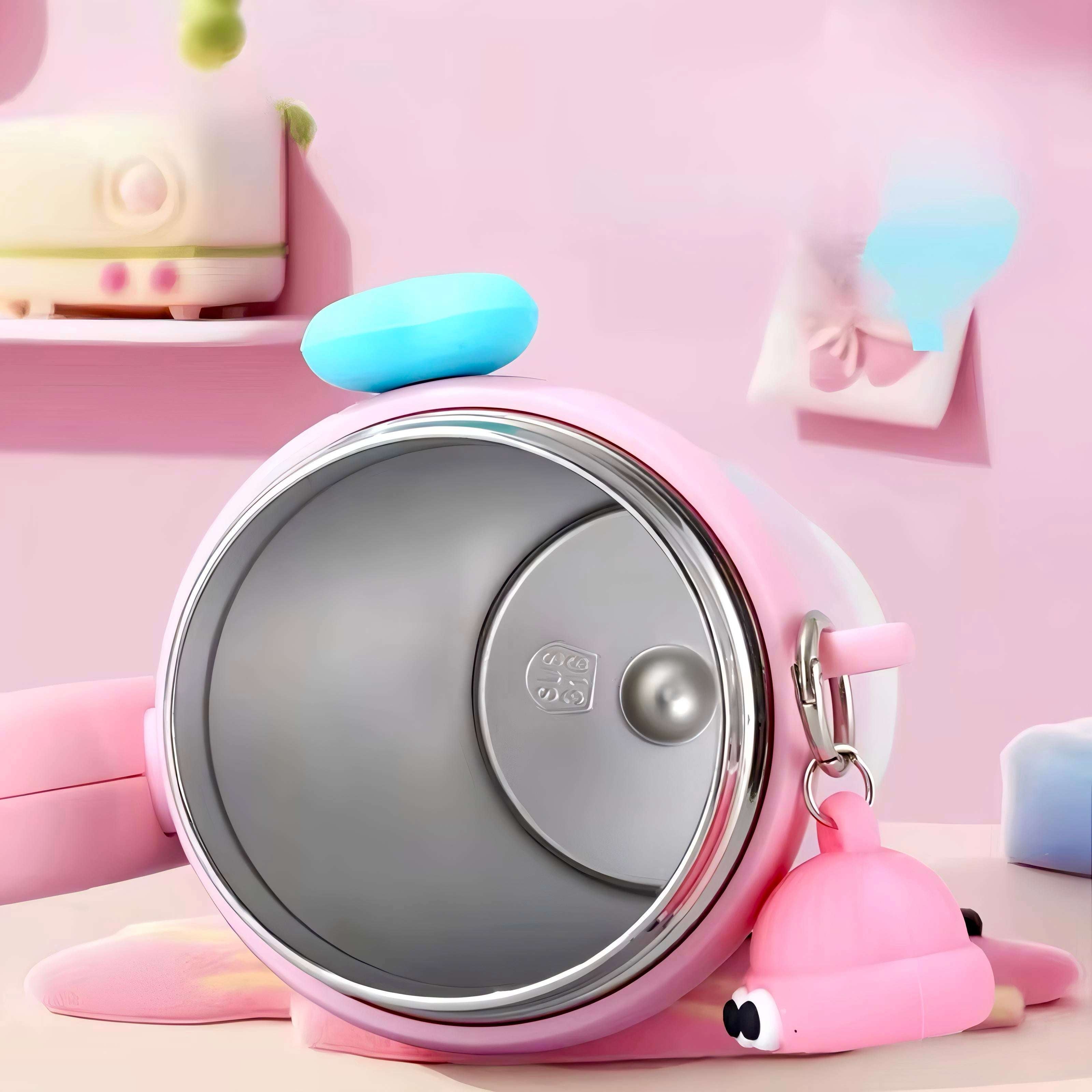 Rainbow Sip Tumbler – 900ML | Cute Kawaii Style with Dual Lids & Handle 🌈🧸💧