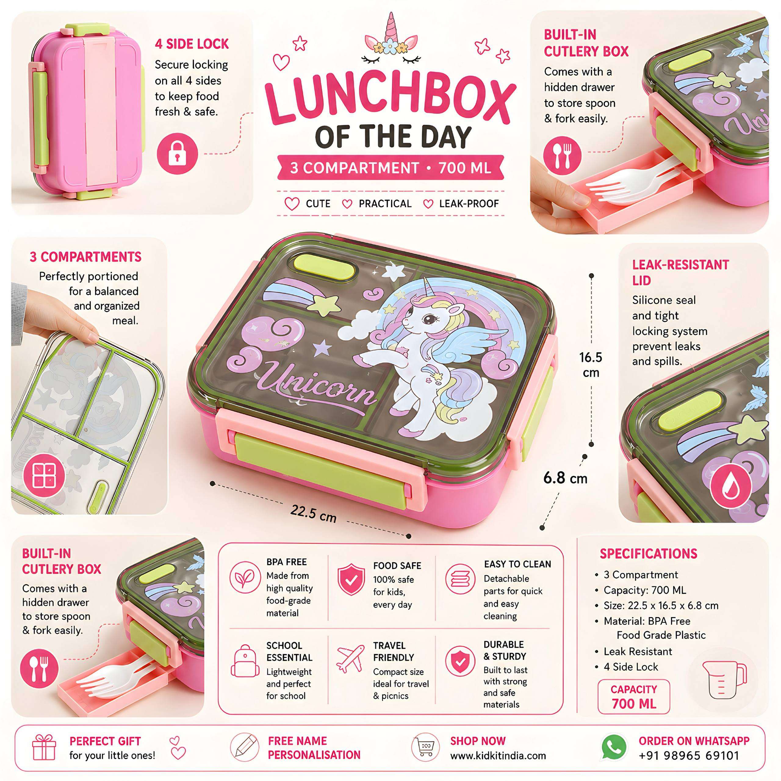 YumNest Bento Lunchbox (3 Compartment)